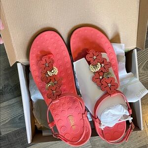 Orthaheel Pink Sandals with Floral Accents